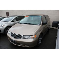 2001 HONDA ODYSSEY, PASS VAN, GOLD, VIN # 2HKRL18551H006577