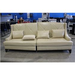 CREAM LEATHER 2 PIECE HIGHBACK SOFA