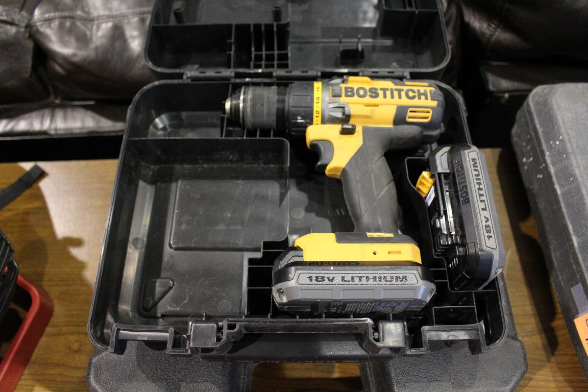 Bostitch Cordless Drill In Case And Pneumatic Brad Nailer In Case
