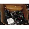 Image 2 : 2 BOXES OF ASSORTED HOME ELECTRONICS; SURROUND SOUND SPEAKERS, DIGITAL PADLOCKS, PRINTER TONER AND