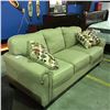 Image 2 : BEIGE CONTEMPORARY 3 SEATER SOFA WITH  2 THROW CUSHIONS