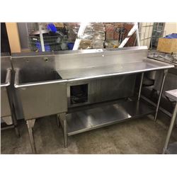 SINGLE BAY STAINLESS STEEL WASH SINK/PREP STATION