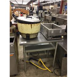 STAINLESS PREP TABLE & 2 ASSORTED WARMERS