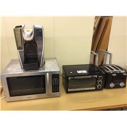 1 MICROWAVE, TOASTER, TOASTER OVEN & COFFEE MAKER