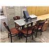 Image 1 : PAIR OF METAL CAFE TABLES, 5 CHAIRS & ASSORTED DISPENSERS