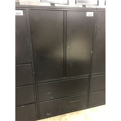 HERMAN MILLER MERIDIAN 6' TALL BLACK 2 DOOR STORAGE CABINET WITH 2 DRAWER LATERAL