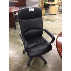 BLACK LEATHER HI-BACK LOOP ARM EXECUTIVE CHAIR