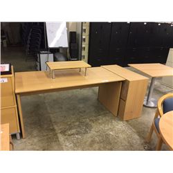 MAPLE CLERICAL DESK, LATERAL FILE CABINET & 36  TABLE