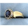 Image 2 : Sapphire & Diamond 10k Yellow Gold Diamond Ring