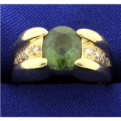 Diamond and Peridot Ring