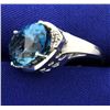 Image 3 : 10 Carat Blue Topaz and Diamond Ring in White Gold
