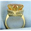 Image 2 : Trillion Cut Citrine & Diamond 18K gold Ring