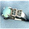 Image 2 : Custom Made Moonstone & Blue Diamond Ring