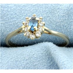 Blue Topaz & Diamond Ring