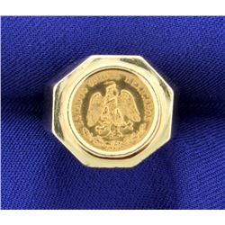 Mexican Dos Pesos Gold Coin Ring