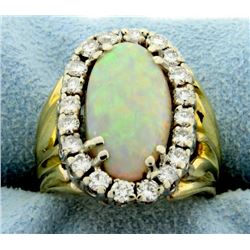 Vintage 18K Opal & Diamond Ring