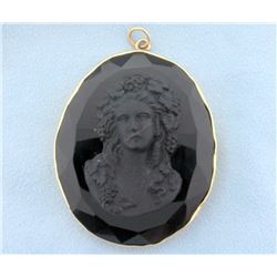 Antique Black Mourning Cameo Pendant