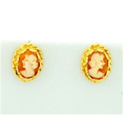 14K yellow Gold Cameo Earrings