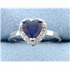 Image 1 : Sterling silver ring with lab Tanzanite & Diamonds