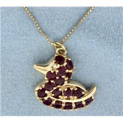 Ruby Duck pendant with chain