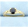 Image 1 : Sapphire & 2 Diamond 14K Yellow Gold Ring