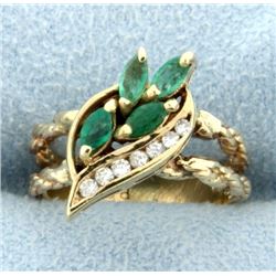 Natural Emerald & Diamond Pinky Ring