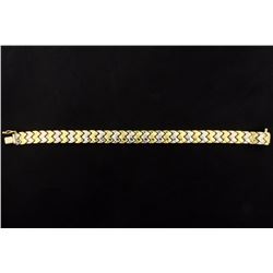 7 1/2 Inch Long Bracelet in White and Yellow Gold