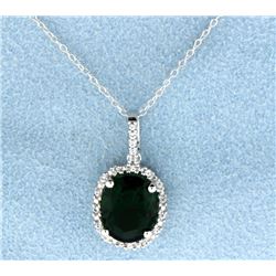 Sterling silver pendant with Lab Emerald