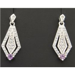 Sterling silver earrings with genuine Amethyst