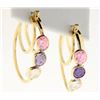 Image 1 : Large 3 stone hoop earrings
