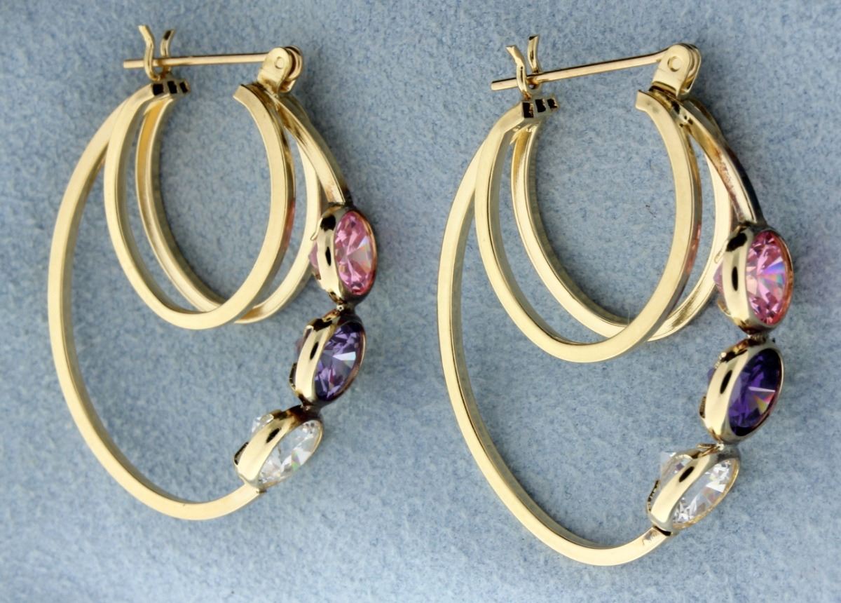 Coloured stone hoop earrings Clearance