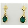 Image 1 : Gold dangle Earrings with Lab Emeralds