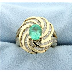 Emerald & Diamond 14k Yellow Gold Ring