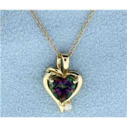 Mystic Heart Topaz & CZ in 10k Pendant