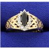 Image 1 : 14 K Onyx and Diamond Ring