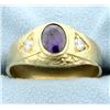 Image 1 : 14k Amethyst and Diamond Ring.