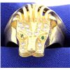 Image 1 : Diamond & Emerald Lion Ring