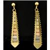 Image 1 : Rose, White and Yellow Gold Dangle Earrings