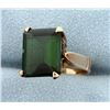 Image 2 : 5ct Green Tourmaline Ring in Rose Gold