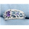 Image 2 : Amethyst & Diamond Sterling silver ring