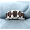 Image 1 : Genuine Garnet Statement Ring in Rhodium over Sterling Silver