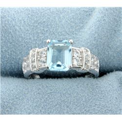 Classic Emerald Cut Sky Blue Topaz Ring in Sterling Silver