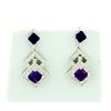 Image 1 : Art Deco Style Dangle Amethyst Earrings set in Sterling Silver