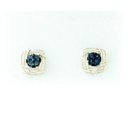 Blue Diamond Sterling Earrings