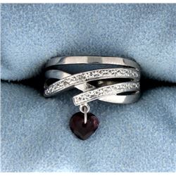 Heart Garnet and Diamond Ring in Sterling Silver