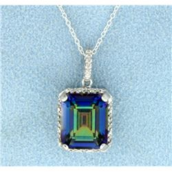 5 ct Mystic Topaz Pendant in Sterling Silver with Chain