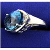 Image 3 : 10 Carat Blue Topaz and Diamond Ring in White Gold
