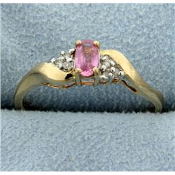 Pink Topaz & Diamond Ring