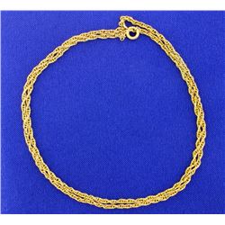 20 1/4 Inch Gold Plated Rope Style Neck Chain