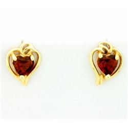 Garnet Heart Earrings